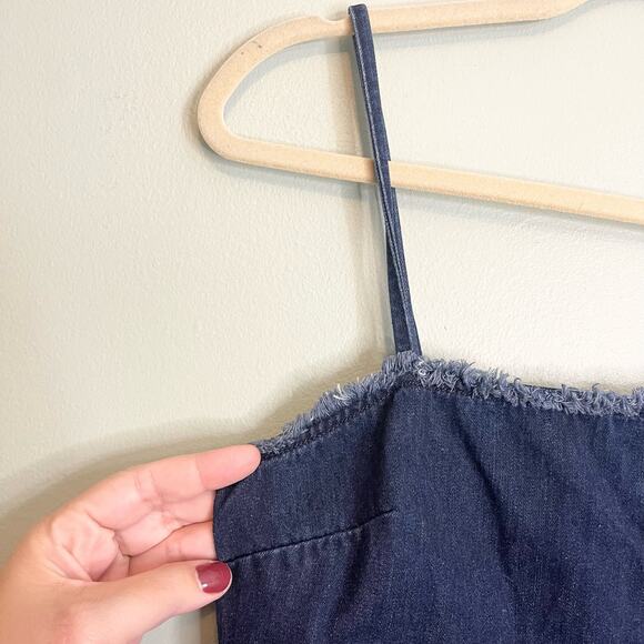 N/Nicholas Mini Dress Size 2 Blue Playful Denim Fringes Dark Wash Contemporary - Picture 8 of 10